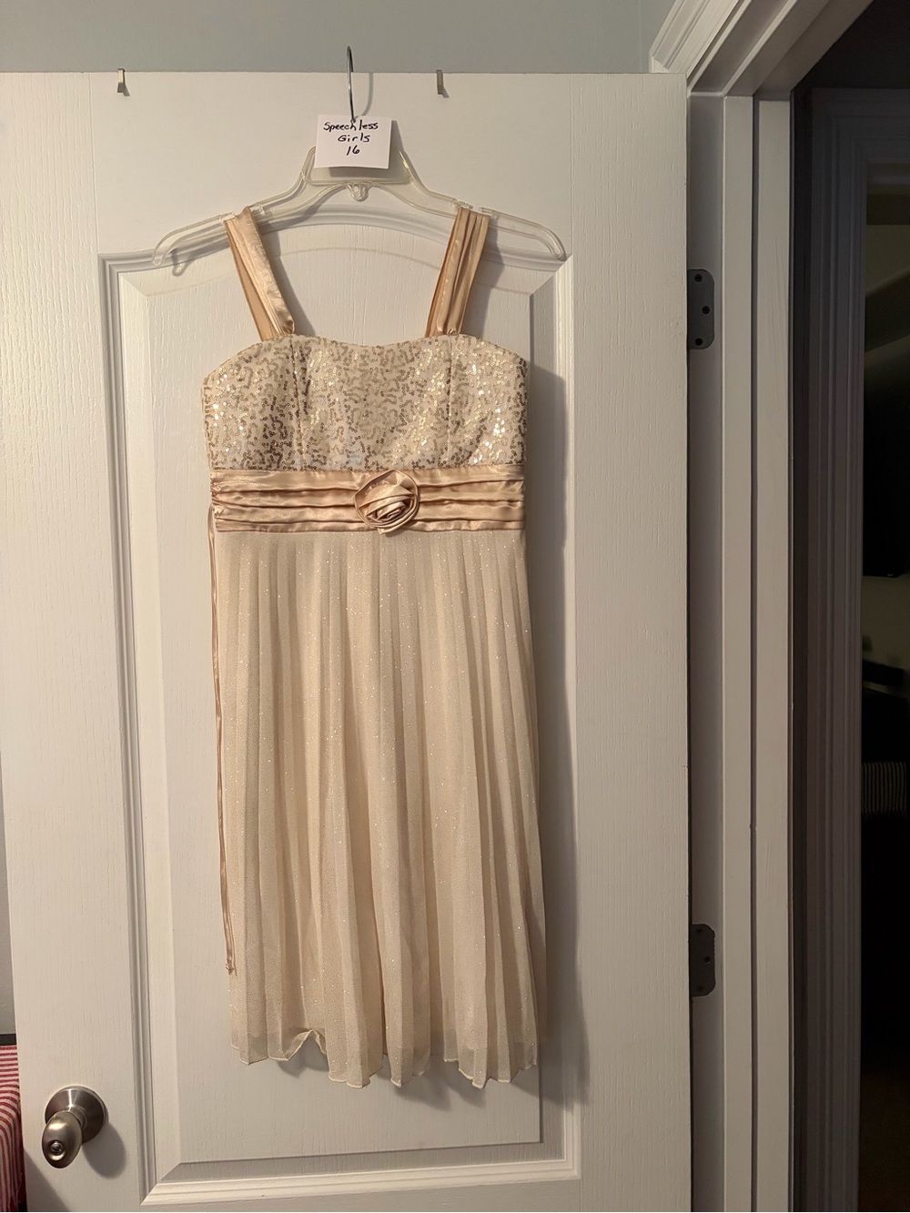 Speechless Girls Cream Sequin & Satin Dress